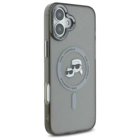 Karl Lagerfeld IML Metal Karl&amp;Choupette Head MagSafe Case for iPhone 16 Plus - Black