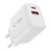TECH-PROTECT NCA20 2-PORT NETWORK CHARGER PD 20W / QC3.0 + TYPE-C CABLE WHITE