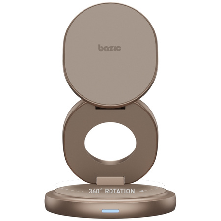 Ładowarka indukcyjna Bazic Gomag Gyre    składna z obrotową bazą 3w1 15W Fast Charging złoty