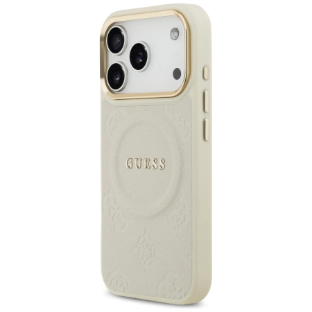 Guess Peony Hot Stamp MagSafe Case für iPhone 17 Pro - Beige