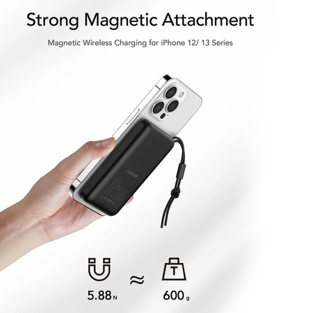 Bateria zewnętrzna (Powerbank) VEGER MagOn z ładowaniem indukcyjnym kompatybilny z MagSafe 15W - 10 000mAh PD 22,5W biały (VP1151 / W1151)