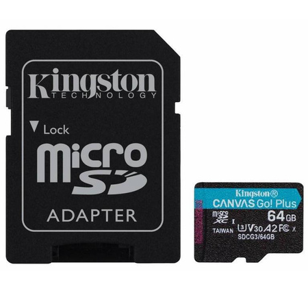 Karta pamięci MicroSD SDXC 64GB CL10 + Adapter Kingston Canvas Go Plus