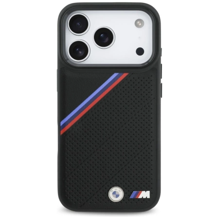 BMW M Tricolor Metal Logo MagSafe Case für iPhone 17 Pro – Schwarz