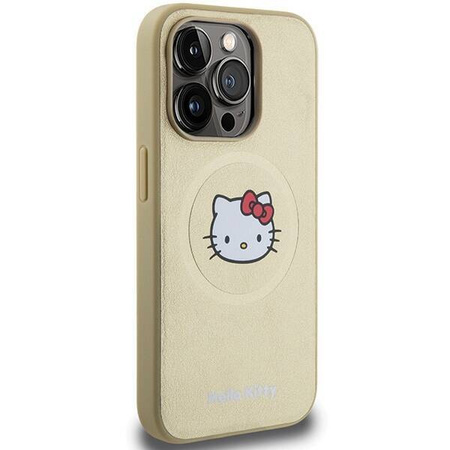 Hello Kitty Kitty Head MagSafe-Hülle aus Leder für iPhone 15 Pro Max – Gold