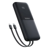 Baseus Lipow 10000mAh 22.5W Powerbank with Dual Built-in Cable with Display (with additional black Baseus Simple USB-A - USB-C 3A 0.2m cable) - Black
