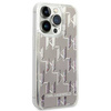 Original Handyhülle IPHONE 14 PRO MAX Karl Lagerfeld Hardcase Liquid Glitter Monogram (KLHCP14XLMNMS) silber