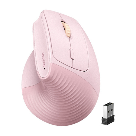 Wireless Vertical Mouse Ugreen M571 2.4GHz + BT (Pink)