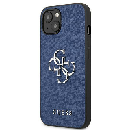 Guess nakładka do iPhone 13 Mini 5,4" GUHCP13SSA4GSBL niebieski hard case Saffiano 4G Metal Logo