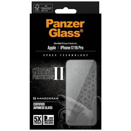 Szkło hartowane PanzerGlass Ceramic II Ultra-Wide Fit EasyAligner na iPhone 16 / 16 Plus / 17