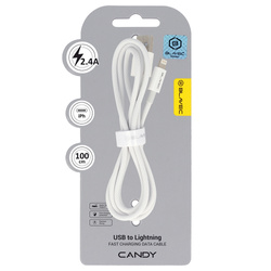 Blavec Kabel Candy oplot - USB na Lightning - 2,4A 1 metr (CCA-UL24W10) biały