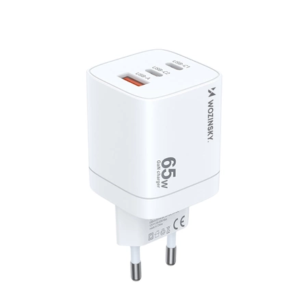 Wozinsky CGWCW 65W USB-A / 2 x USB-C GaN-Wandladegerät – Weiß