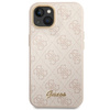 Oryginalne Etui IPHONE 14 Guess Hard Case 4G Vintage Gold Logo (GUHCP14SHG4SHP) różowe