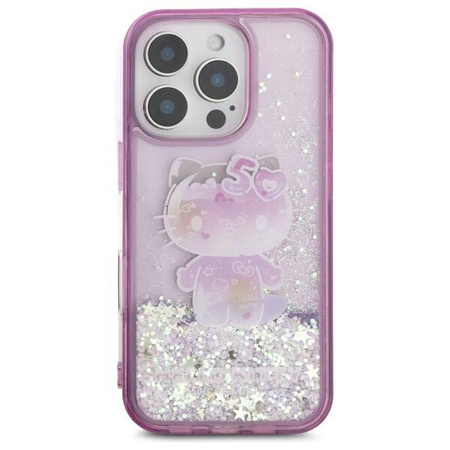 Oryginalne Etui IPHONE 16 PRO Hello Kitty Hardcase Liquid Glitter 50TH Anniversary Party (HKHCP16LL50PPU) fioletowe