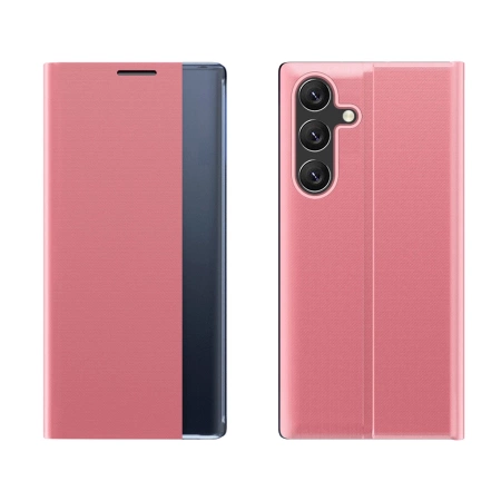 Neue Sleep Case Hülle mit Klappdeckel und Ständer für Samsung Galaxy S25 Edge - Rosa