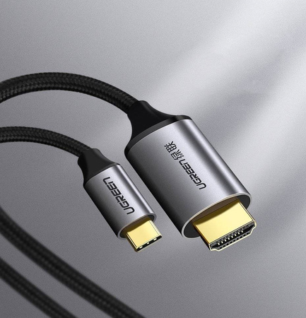 Ugreen kabel przewód HDMI - USB Typ C 4K 60 Hz 1,5 m czarno-szary (MM142 50570)