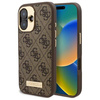 Original Handyhülle IPHONE 16 Guess Hardcase 4G Logo Plate MagSafe (GUHMP16SU4GPRW) braun