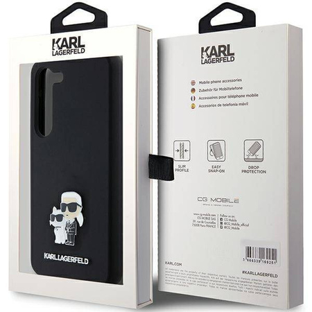 Oryginalne Etui KARL LAGERFELD hardcase Silicone Karl&Choupette Metal Pin KLHCS24SSMHKCNPK do Samsung Galaxy S24 czarny