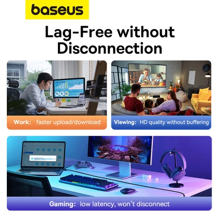 Baseus High Speed Cat 5 RJ-45 Ethernet-Kabel 1000 Mbit/s 0,5 m rund – Schwarz