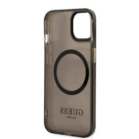Original Case IPHONE 13 Guess Hard Case Gold Outline Translucent MagSafe (GUHMP13MHTCMK) black