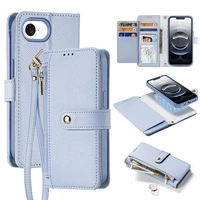 Dux Ducis Lawa iPhone 16e Lederhülle mit abnehmbarer magnetischer Brieftasche - Blau