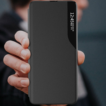 Eco Leather View Case cover for Samsung Galaxy S23+ with a flip stand blue