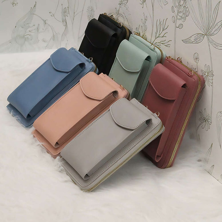 Torebka na telefon miętowa