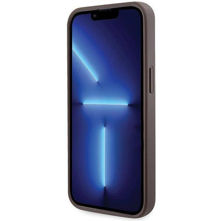 Original Handyhülle IPHONE 13 PRO Guess Hardcase Crossbody 4G Metal Logo (GUHCP13LP4TDSCPW) braun