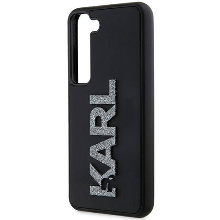 Karl Lagerfeld 3D Rubber Glitter Logo Hülle für Samsung Galaxy S23+ – Schwarz