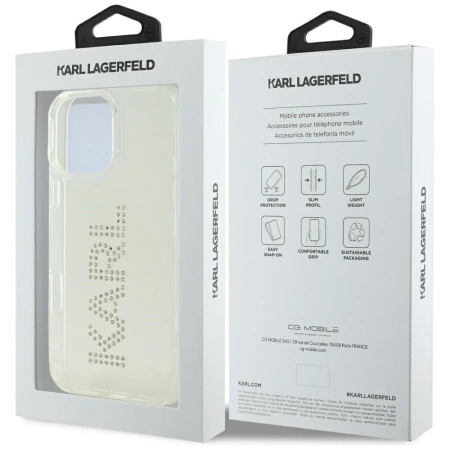 Karl Lagerfeld IML Strass Logo iPhone 16 Pro Hülle - Transparent
