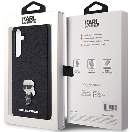 Oryginalne Etui KARL LAGERFELD hardcase Fixed Glitter Ikonik Logo Metal Pin KLHCSA55GKNPSK do Samsung Galaxy A55 czarny