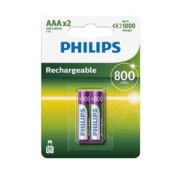 BATERIA PHILIPS AAA LR03 BLISTER 2SZT AKUMULATOR 800mAh Phil-R03B2A80/10