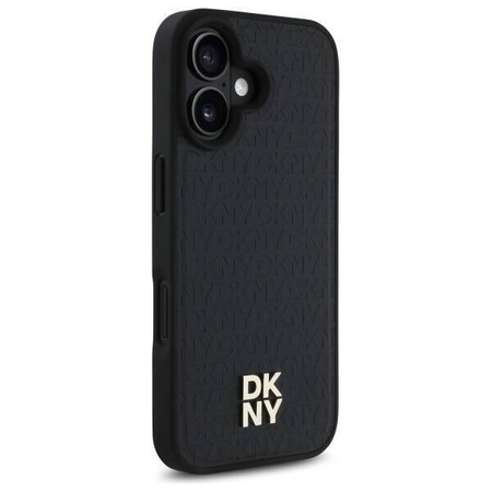 Original Handyhülle IPHONE 16 DKNY Hardcase Repeat Pattern Stack Logo MagSafe (DKHMP16SPSHRPSK) schwarz