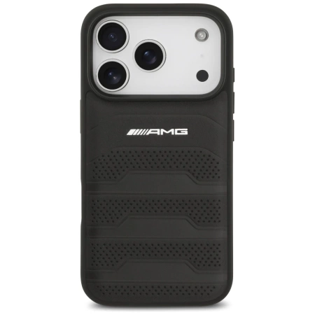 AMG Leather Debossed Lines Logo Case for iPhone 17 Pro - Black