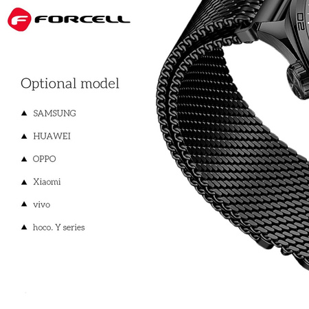 Pasek do Samsung Galaxy Watch Forcell F-Design FS10 stal 22 mm czarny