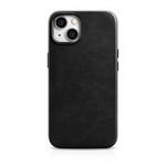 iCarer Case Leather genuine leather case for iPhone 14 Plus schwarz (WMI14220703-BK) (MagSafe compatible)