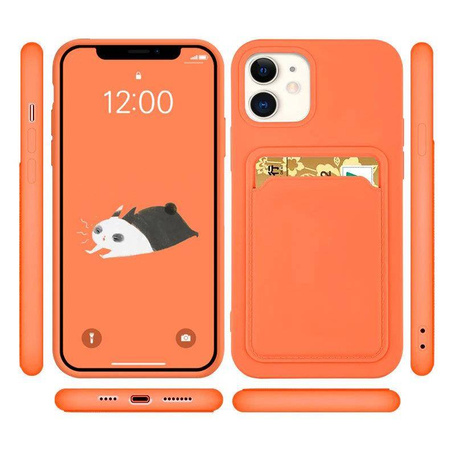 Card Case silicone wallet case with card holder documents for iPhone 12 Pro orange