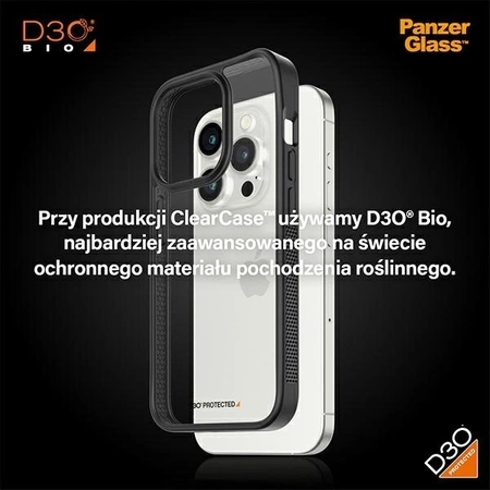 Etui PanzerGlass ClearCase na iPhone 15 Pro z certyfikatem Military Grade - przezroczysto-czarne