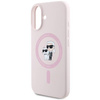 Karl Lagerfeld nakładka do iPhone 16 6,1" KLHMP16SSCMKCRHP różowa hardcase Silicone KC Heads Ring MagSafe
