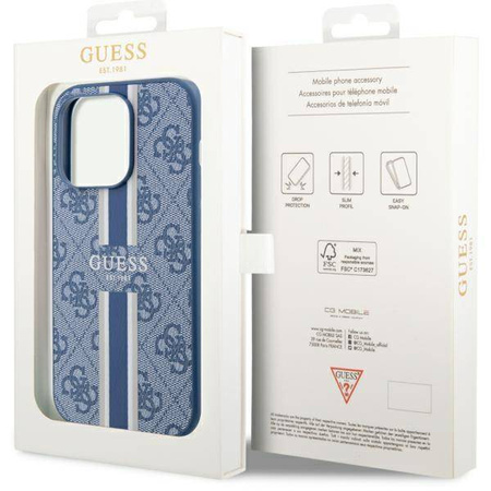Guess GUHMP14LP4RPSB iPhone 14 Pro 6.1" niebieski/blue hardcase 4G Printed Stripes MagSafe