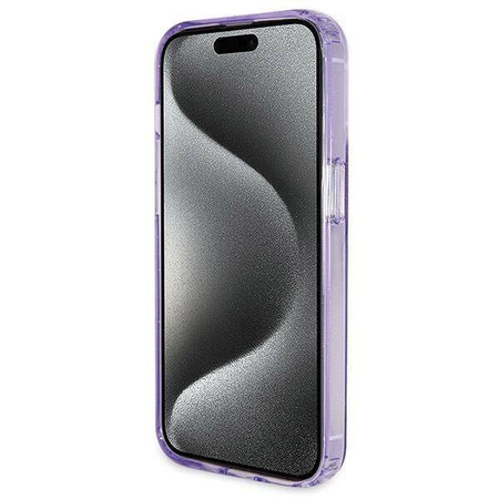 Oryginalne Etui IPHONE 13 PRO MAX Guess Hardcase Ring Stand Script Glitter MagSafe (GUHMP13XHRSGSU) fioletowe