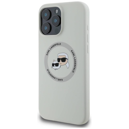 Etui IPHONE 16 PRO Karl Lagerfeld Silicone Double Heads&Circle MagSafe beżowe