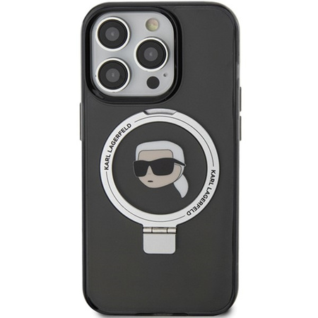 Karl Lagerfeld KLHMP15LHMRSKHK iPhone 15 Pro 6,1&quot; schwarz/schwarz Hardcase Ringständer Karl Head MagSafe