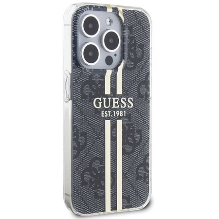 Oryginalne Etui GUESS Hardcase GUHCP15LH4PSEGK do iPhone 15 Pro (4G Gold Stripe / czarny)