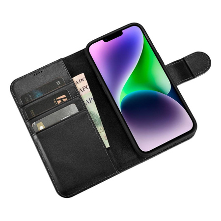 iCarer Wallet Case 2in1 iPhone 14 Flip Leder Anti-RFID Schwarz (WMI14220725-BK)