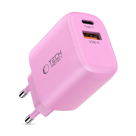TECH-PROTECT NCA30 2-PORT NETWORK CHARGER PD 30W / QC3.0 BABY PINK