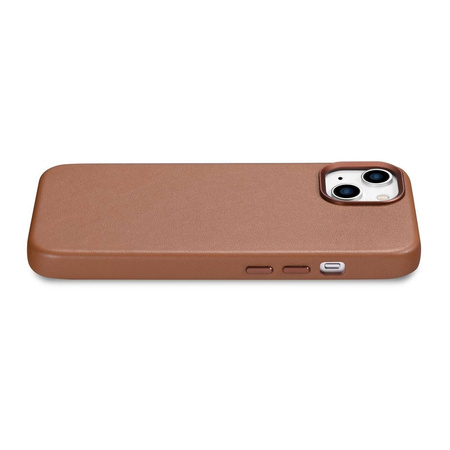 iCarer Case Leather genuine leather case cover for iPhone 14 Plus brown (MagSafe compatible)