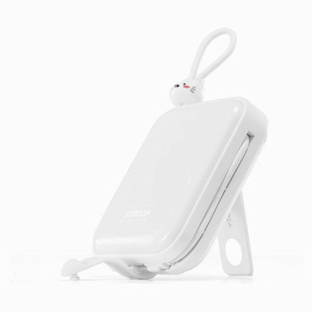 Joyroom power bank with USB C and Lightning cables and stand Cutie Series 10000mAh 22.5W white (JR-L008)