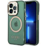 Guess GUHMP14LHTCMA iPhone 14 Pro 6.1" green/khaki hard case Gold Outline Translucent MagSafe