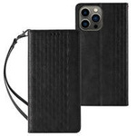 Magnet Strap Case etui do iPhone 13 Pro pokrowiec portfel + mini smycz zawieszka czarny