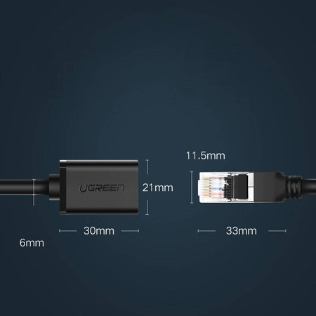 Ugreen przedłużacz kabel internetowy Ethernet RJ45 Cat 6 FTP 1000 Mbps 3 m czarny (NW112 11282)